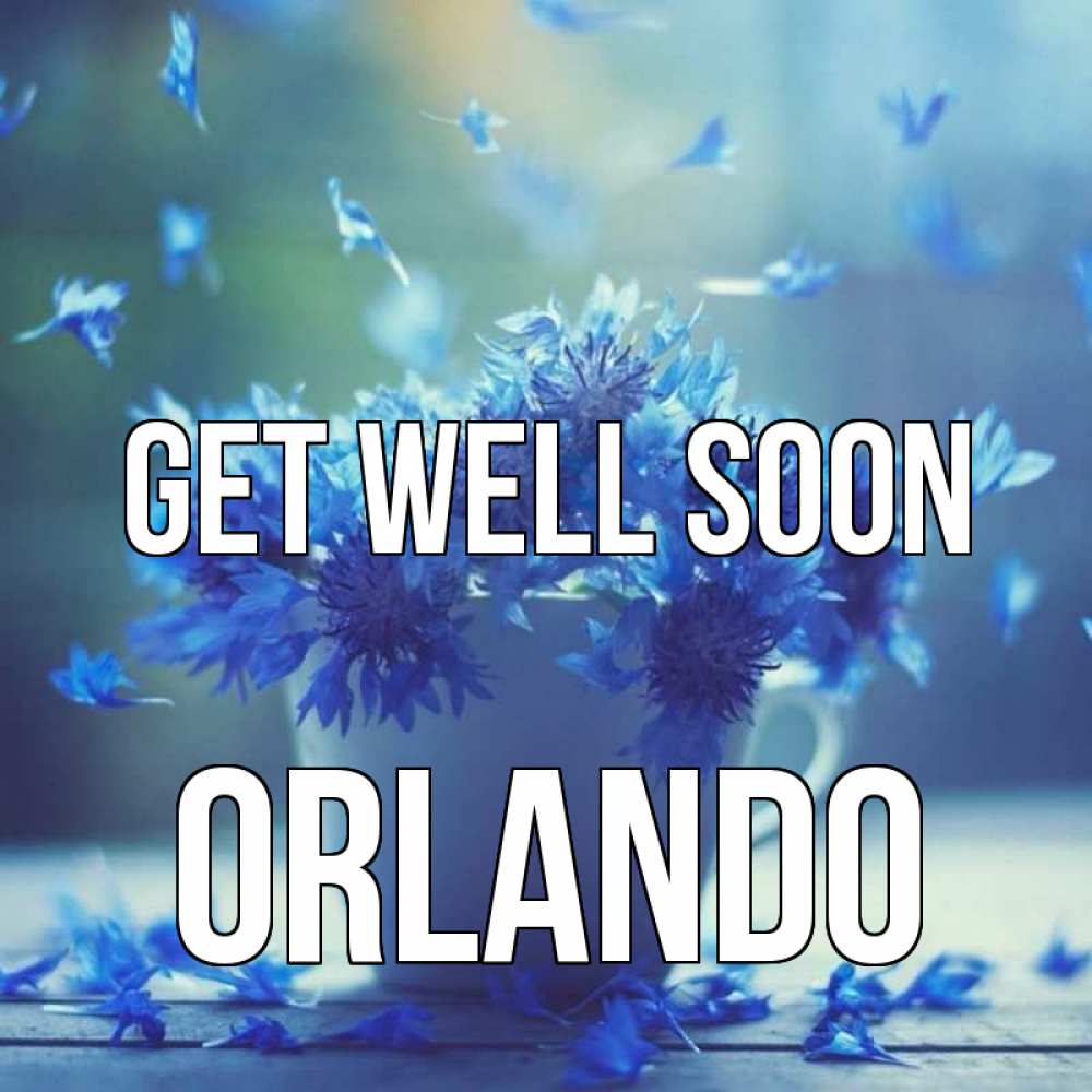 Greetings card с именем, Orlando Get well soon кружка с зельем и цветами Greetings with text for free download 