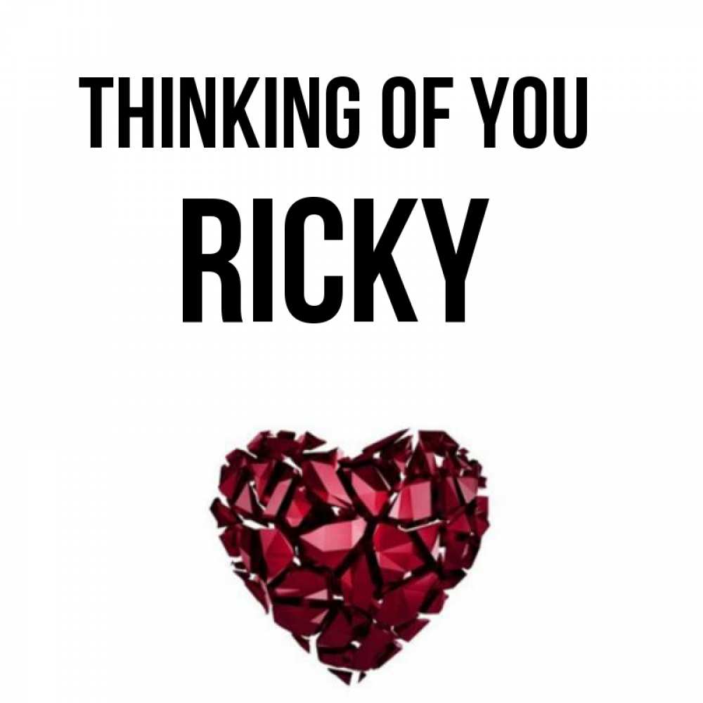 Greetings card с именем, Ricky Thinking of you рубиновое 1 Greetings with text for free download 