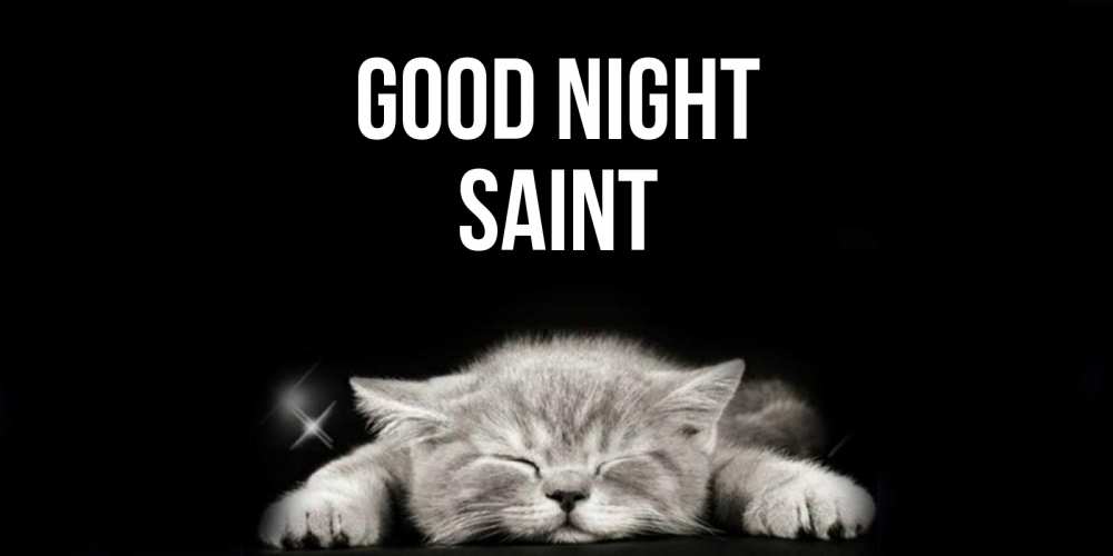 Greetings card с именем, Saint Good night спящий котик Greetings with text for free download 