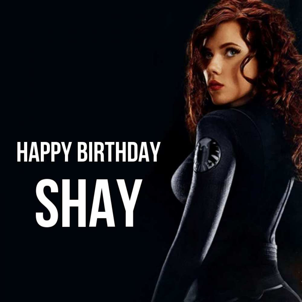 Greetings card с именем, Shay Happy Birthday Марвел черная вдова Greetings with text for free download 