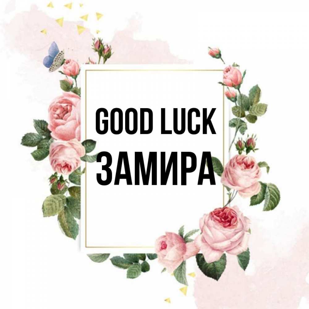 Greetings card с именем, ЗАМИРА Good luck розовые розы Greetings with text for free download 