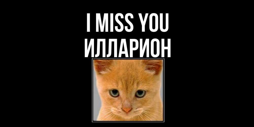 Greetings card с именем, Илларион I miss you открытки рыжий котенок скучает по тебе Greetings with text for free download 