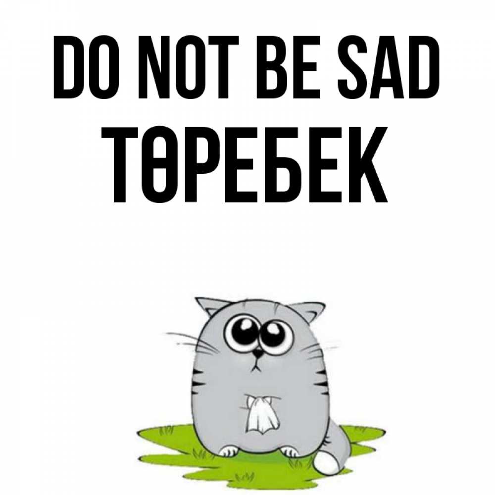Greetings card с именем, ТӨРЕБЕК Do not be sad грустный котяра Greetings with text for free download 