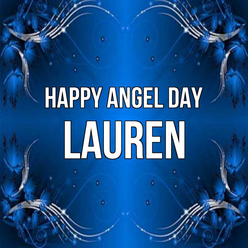 Greetings card с именем, Lauren happy angel day красивая рамочка с узорами Greetings with text for free download 