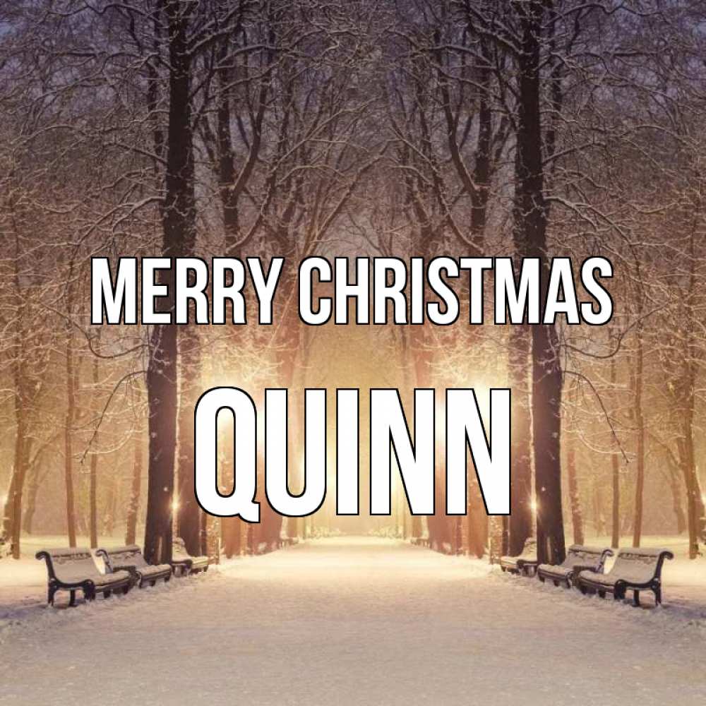 Greetings card с именем, Quinn Merry Christmas зима, парк, фонарь, лес Greetings with text for free download 