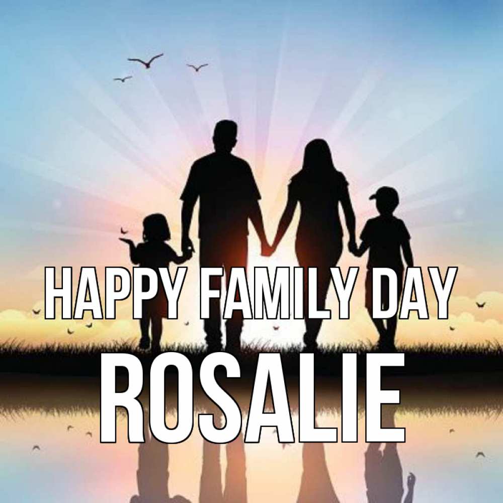 Greetings card с именем, Rosalie happy family day сын, дочка, мама, папа, море , закат Greetings with text for free download 