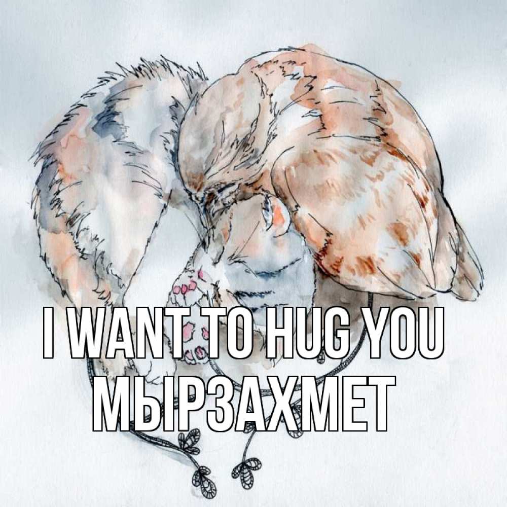 Greetings card с именем, МЫРЗАХМЕТ I want to hug you можно быть вместе даже когда очень разные Greetings with text for free download 