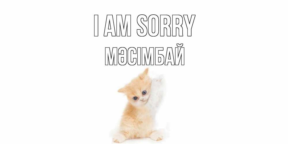 Greetings card с именем, МӘСІМБАЙ I am sorry кот Greetings with text for free download 
