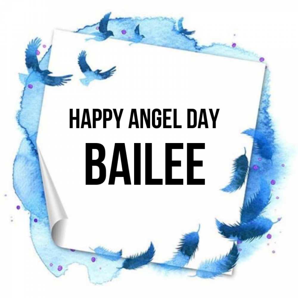 Greetings card с именем, Bailee happy angel day красивые птицы летят Greetings with text for free download 