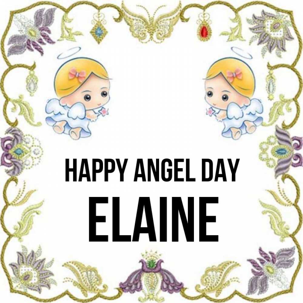 Greetings card с именем, Elaine happy angel day маленькие ангелы с крылышками Greetings with text for free download 