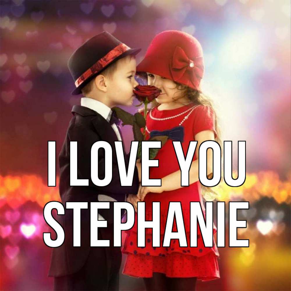 Greetings card с именем, Stephanie I love you черное и красное и роза Greetings with text for free download 