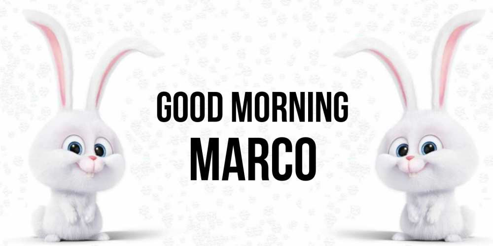 Greetings card с именем, Marco Good morning кролики с длинными ушками Greetings with text for free download 