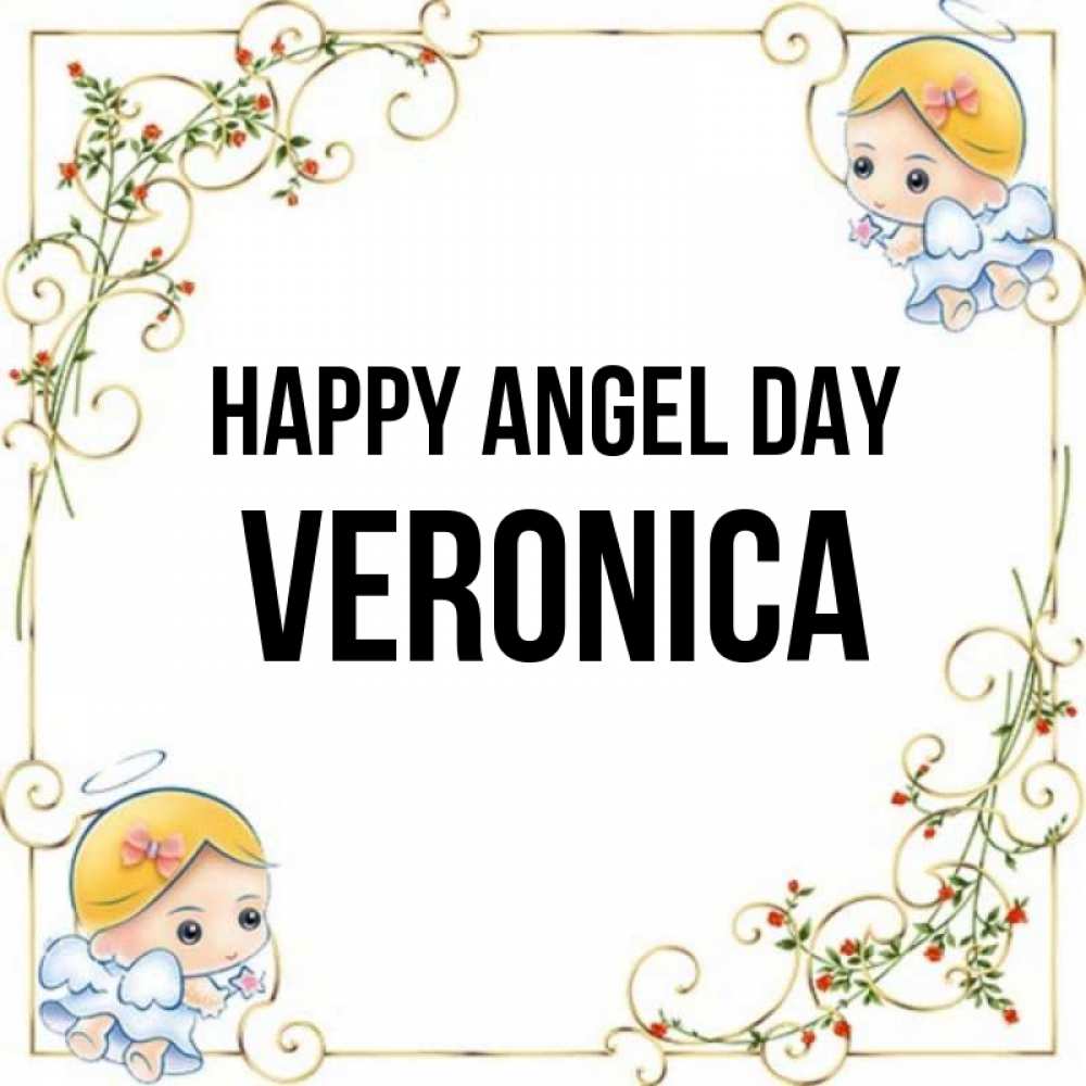 Greetings card с именем, Veronica happy angel day девочки ангелы Greetings with text for free download 