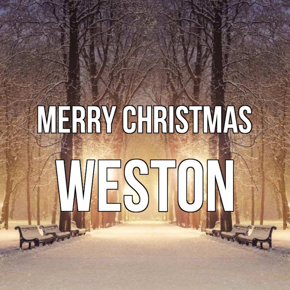 Greetings card с именем, Weston Merry Christmas зима, парк, фонарь, лес Greetings with text for free download 