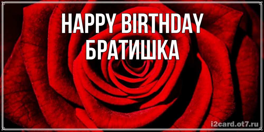 Greetings card с именем, Братишка Happy Birthday алая роза Greetings with text for free download 