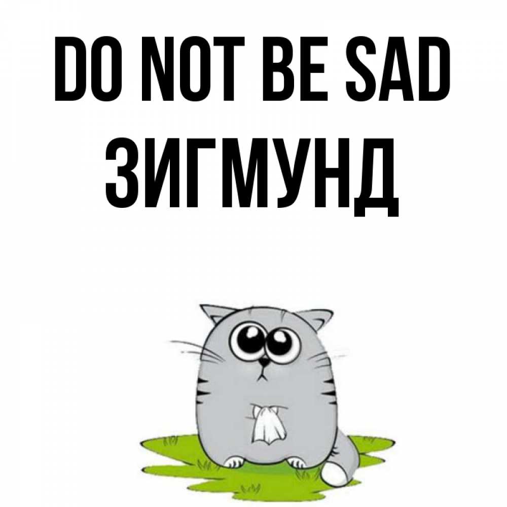 Greetings card с именем, Зигмунд Do not be sad грустный котяра Greetings with text for free download 