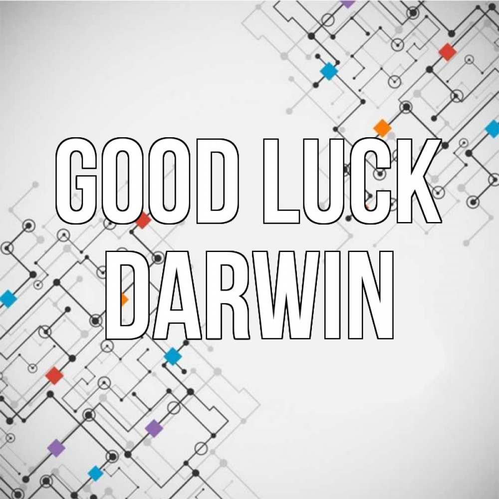 Greetings card с именем, Darwin Good luck на удач Greetings with text for free download 
