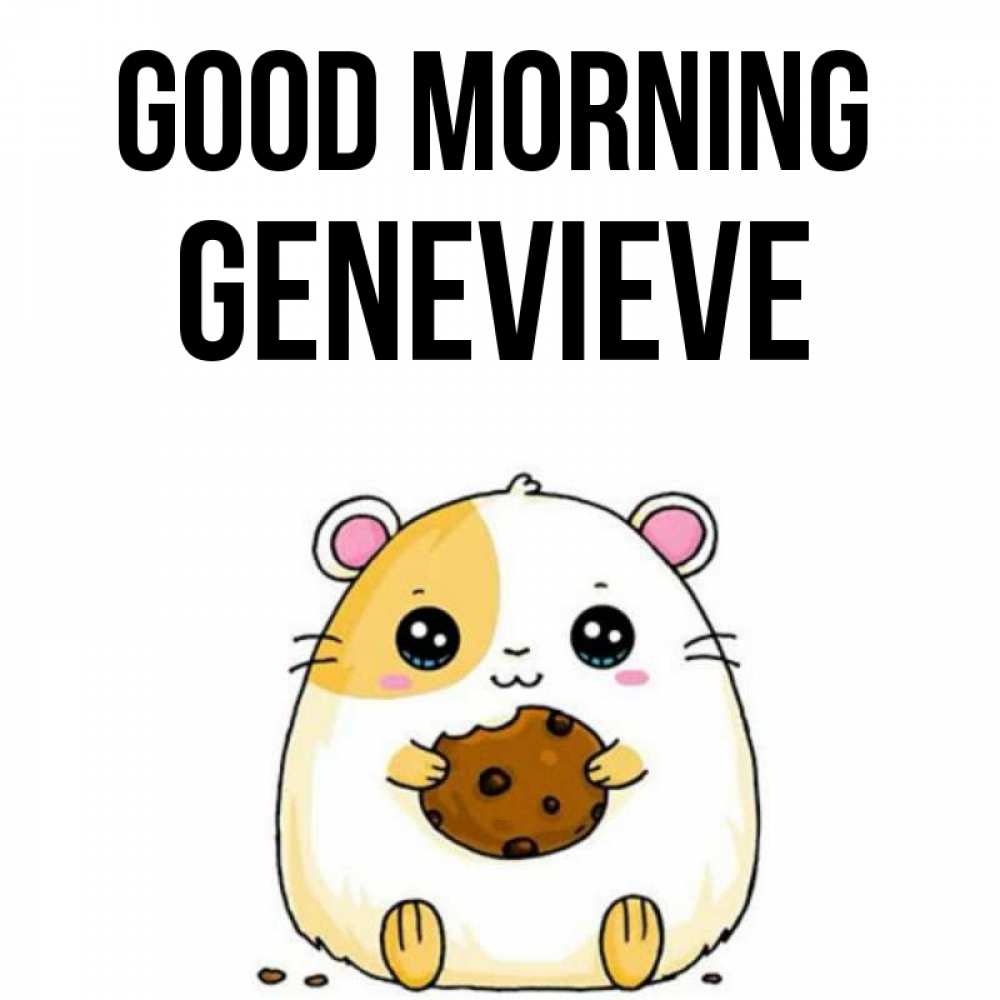 Greetings card с именем, Genevieve Good morning есть печеньку. Утречко Greetings with text for free download 