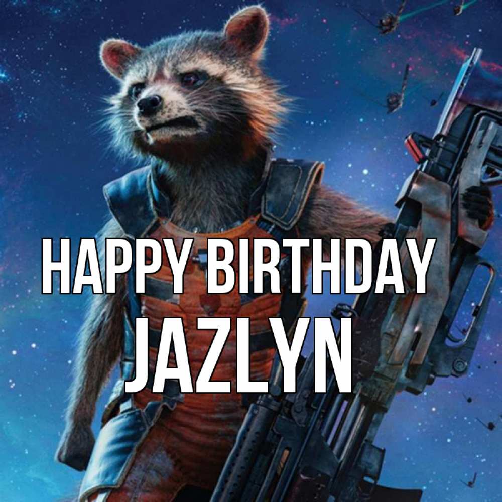 Greetings card с именем, Jazlyn Happy Birthday реактивный Рокета Greetings with text for free download 