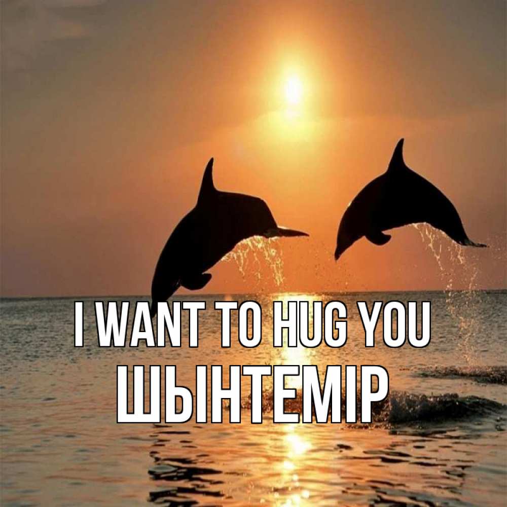Greetings card с именем, ШЫНТЕМІР I want to hug you рыбы на закате Greetings with text for free download 