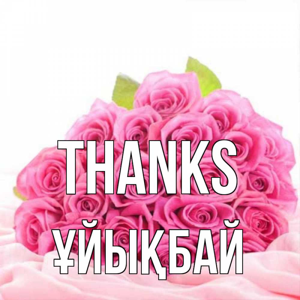 Greetings card с именем, ҰЙЫҚБАЙ Thanks розовые розы с подписью Greetings with text for free download 