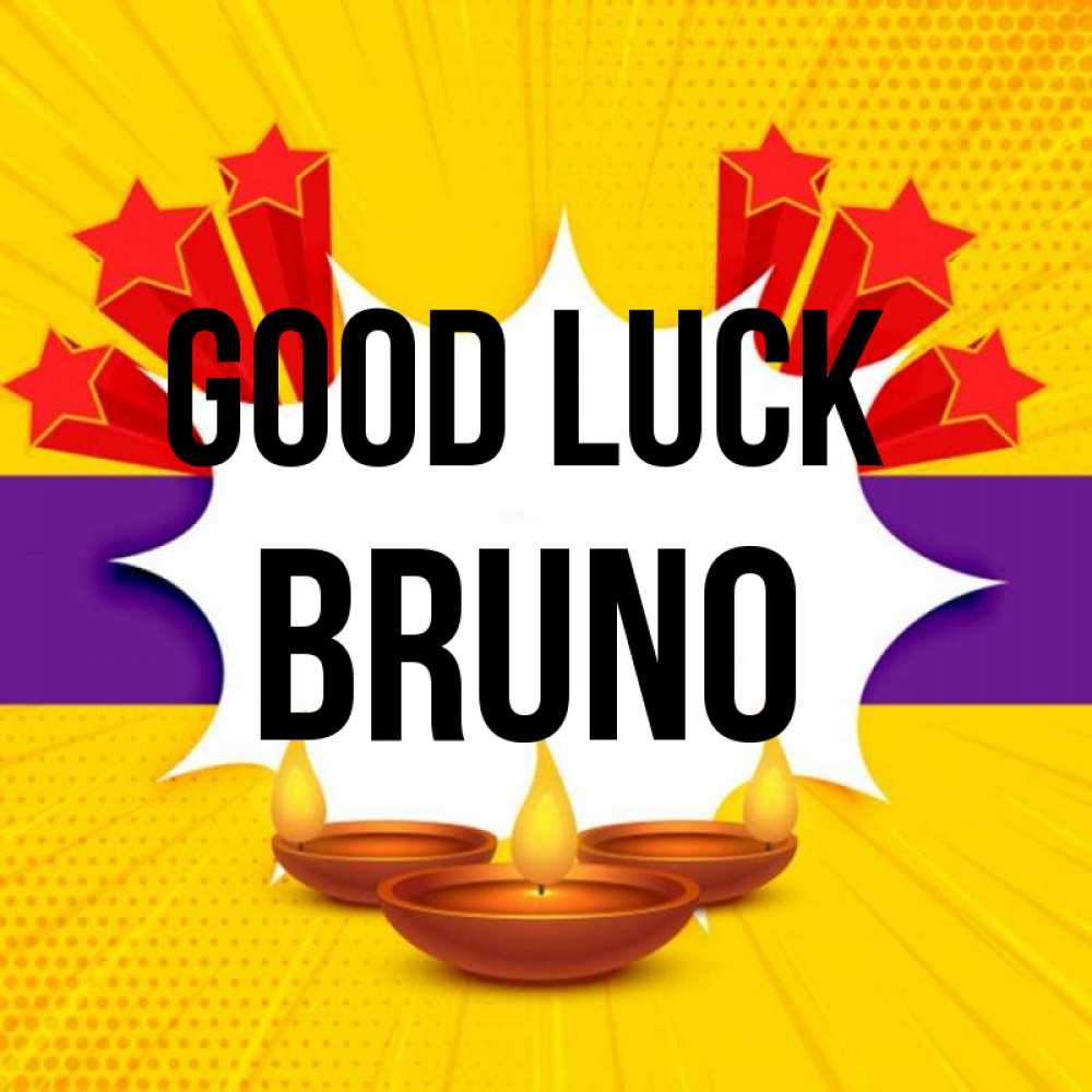 Greetings card с именем, Bruno Good luck векторное изображение Greetings with text for free download 