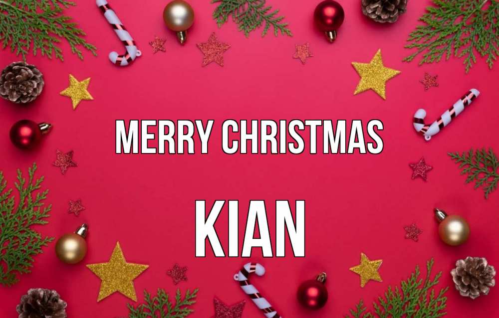 Greetings card с именем, Kian Merry Christmas с рождеством Greetings with text for free download 