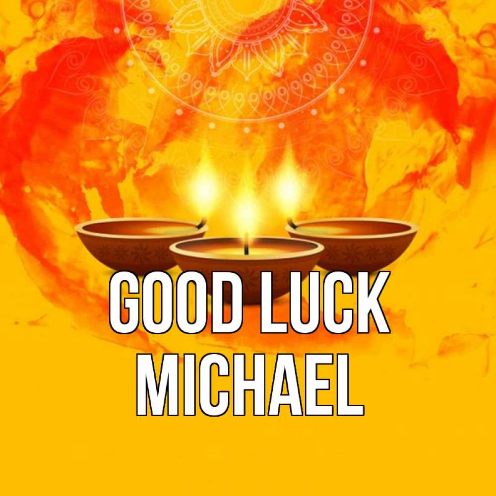 Greetings card с именем, Michael Good luck оранжевое Greetings with text for free download 