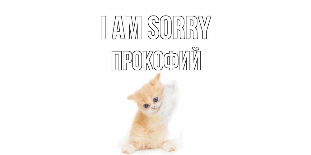 Greetings card с именем, Прокофий I am sorry кот Greetings with text for free download 