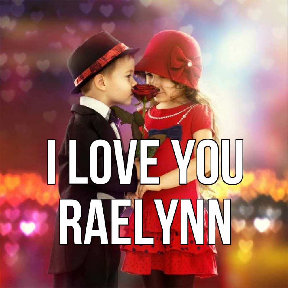 Greetings card с именем, Raelynn I love you черное и красное и роза Greetings with text for free download 