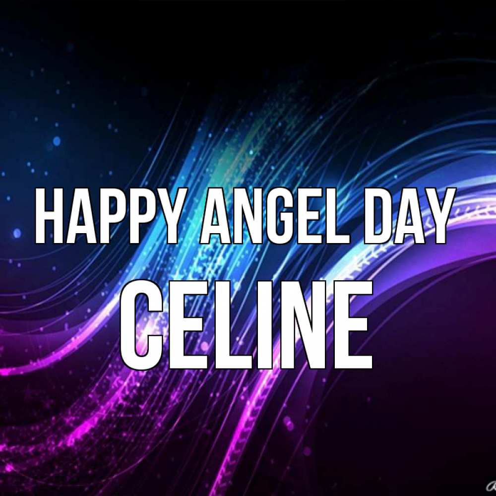 Greetings card с именем, Celine happy angel day фиолетовый фон Greetings with text for free download 