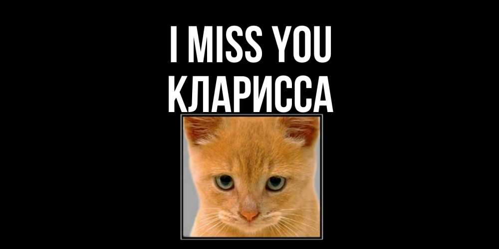 Greetings card с именем, Кларисса I miss you открытки рыжий котенок скучает по тебе Greetings with text for free download 