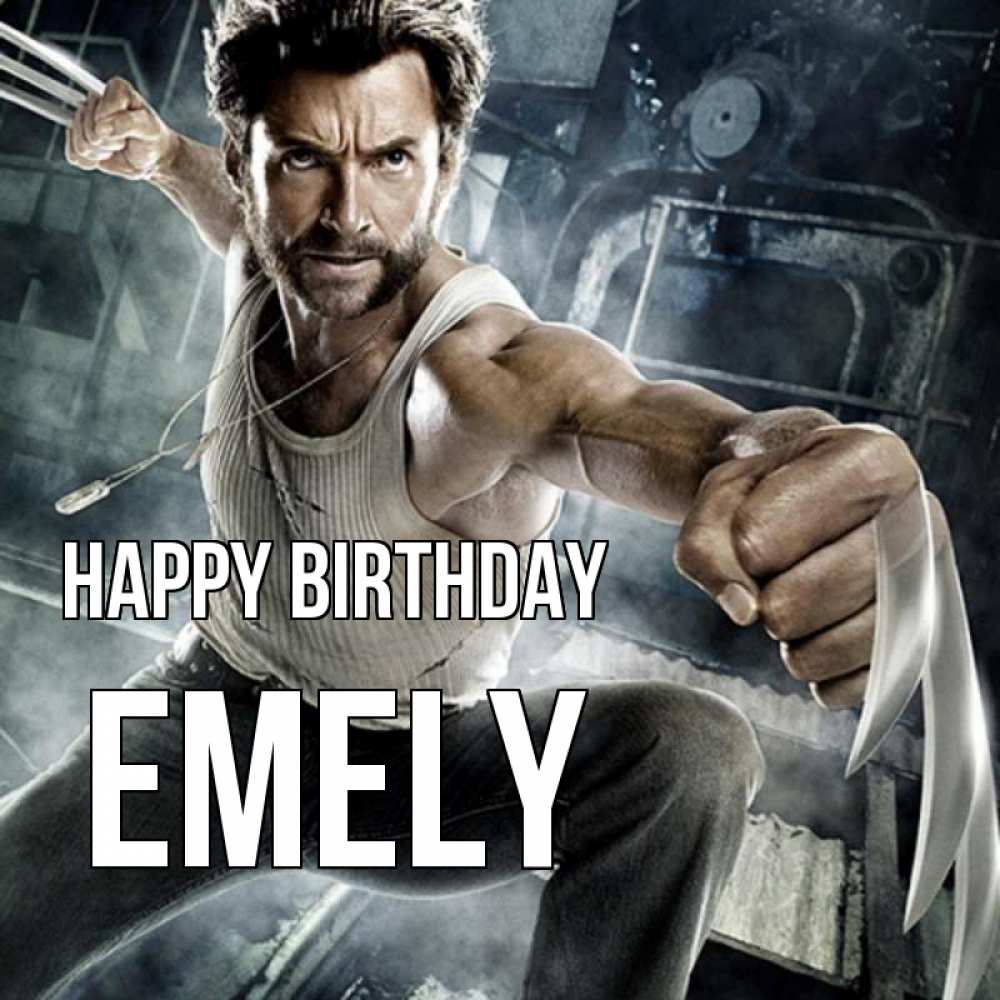 Greetings card с именем, Emely Happy Birthday супергерой в ярости Greetings with text for free download 