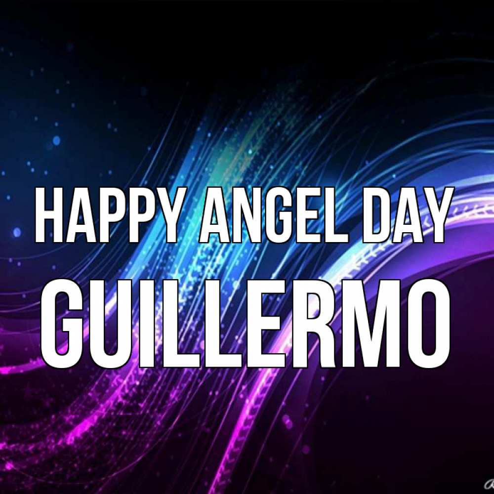 Greetings card с именем, Guillermo happy angel day фиолетовый фон Greetings with text for free download 
