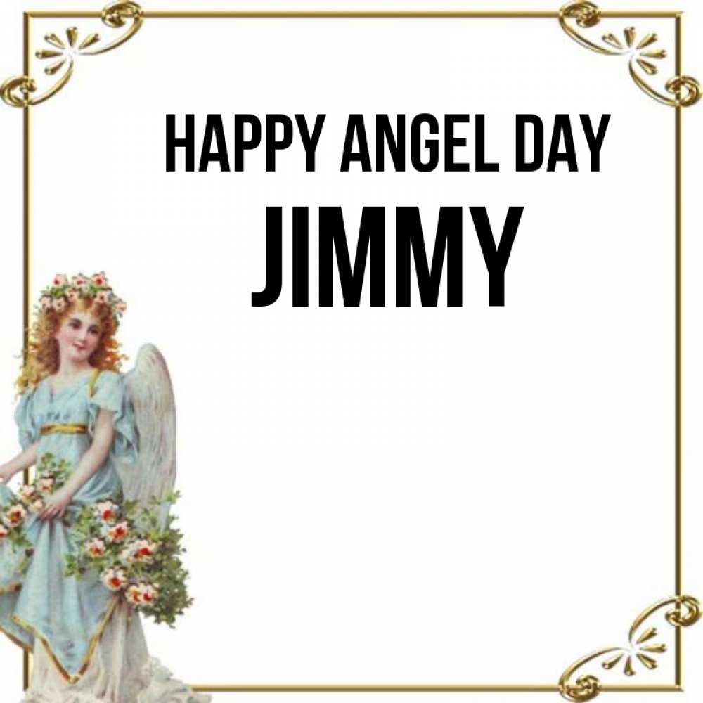 Greetings card с именем, Jimmy happy angel day с именинами от девушки ангела Greetings with text for free download 
