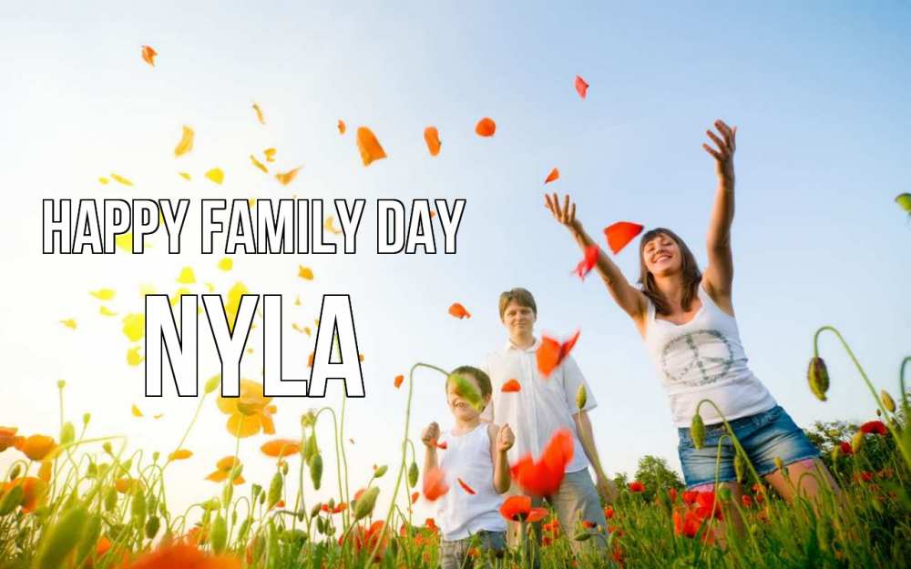 Greetings card с именем, Nyla happy family day с днем семьи Greetings with text for free download 