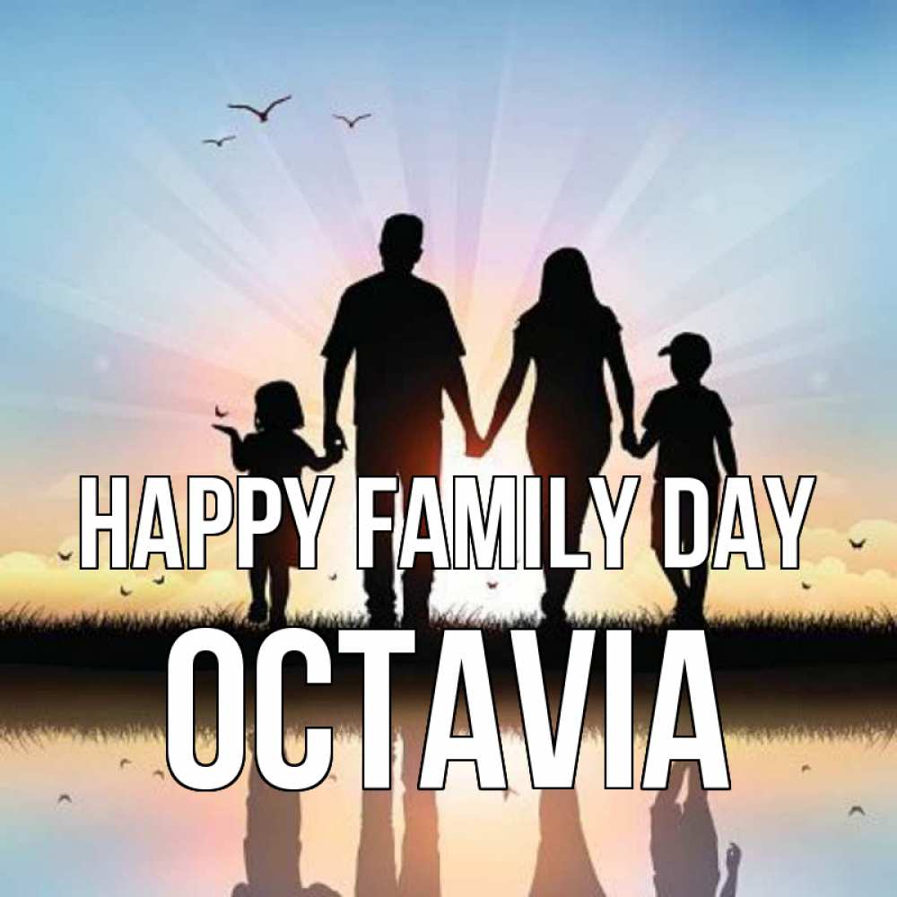 Greetings card с именем, Octavia happy family day сын, дочка, мама, папа, море , закат Greetings with text for free download 