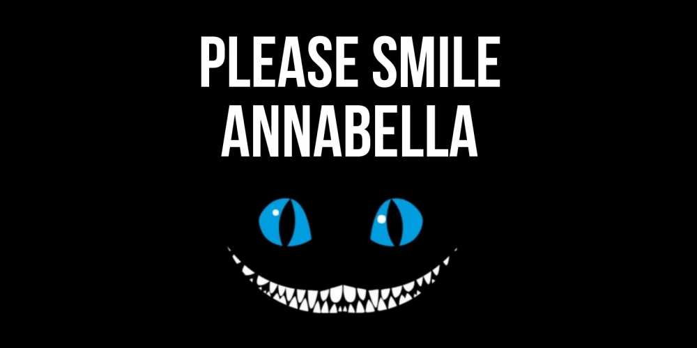 Greetings card с именем, Annabella Please smile кот улыбается Greetings with text for free download 