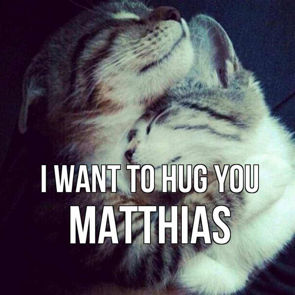 Greetings card с именем, Matthias I want to hug you полосатики Greetings with text for free download 