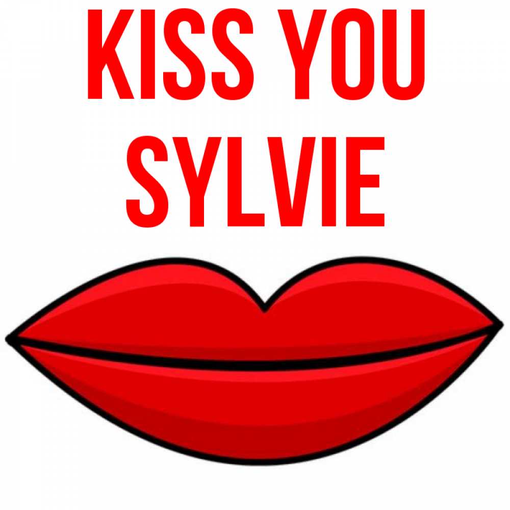 Greetings card с именем, Sylvie Kiss you губы векторные Greetings with text for free download 