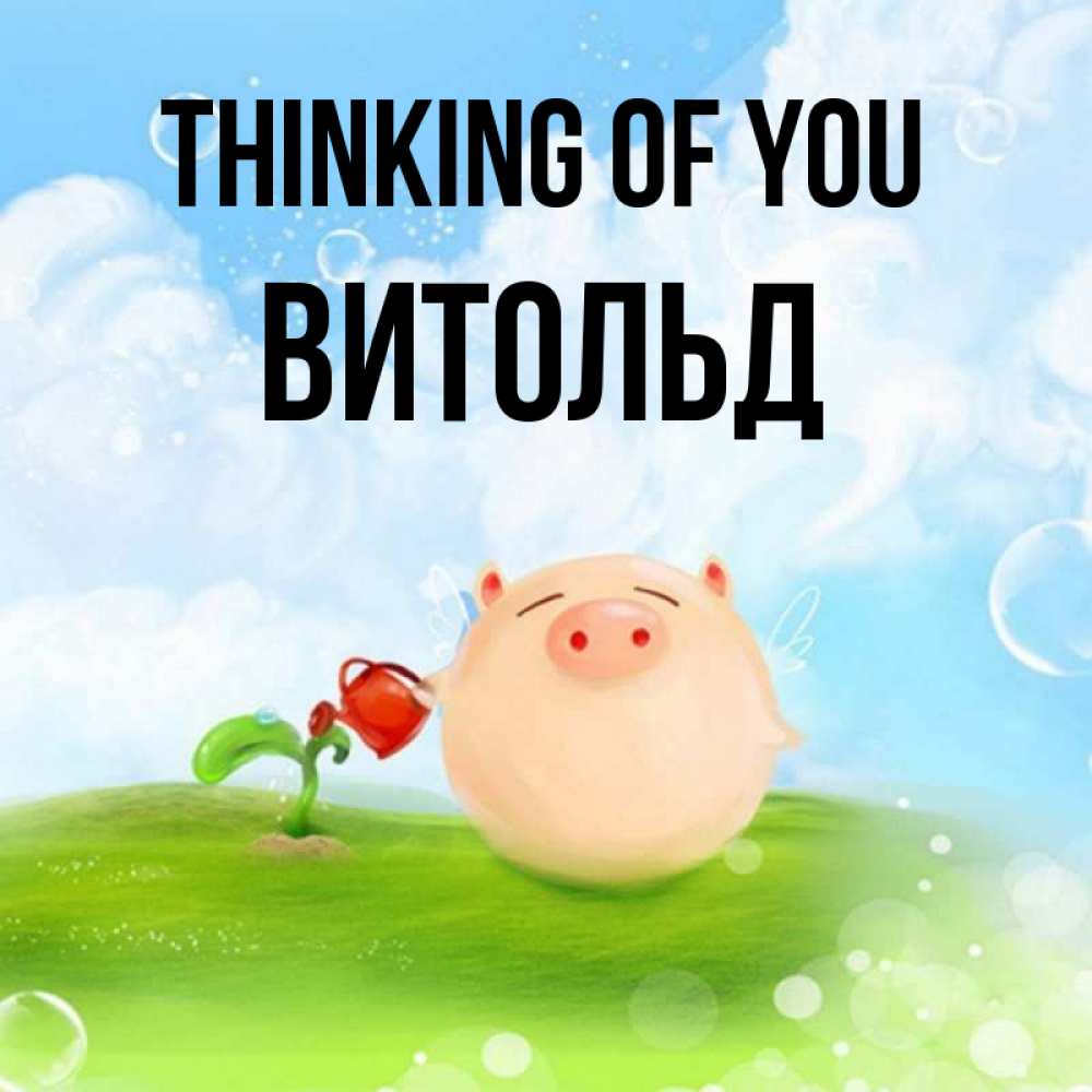 Greetings card с именем, Витольд Thinking of you позитивная свинюшка Greetings with text for free download 