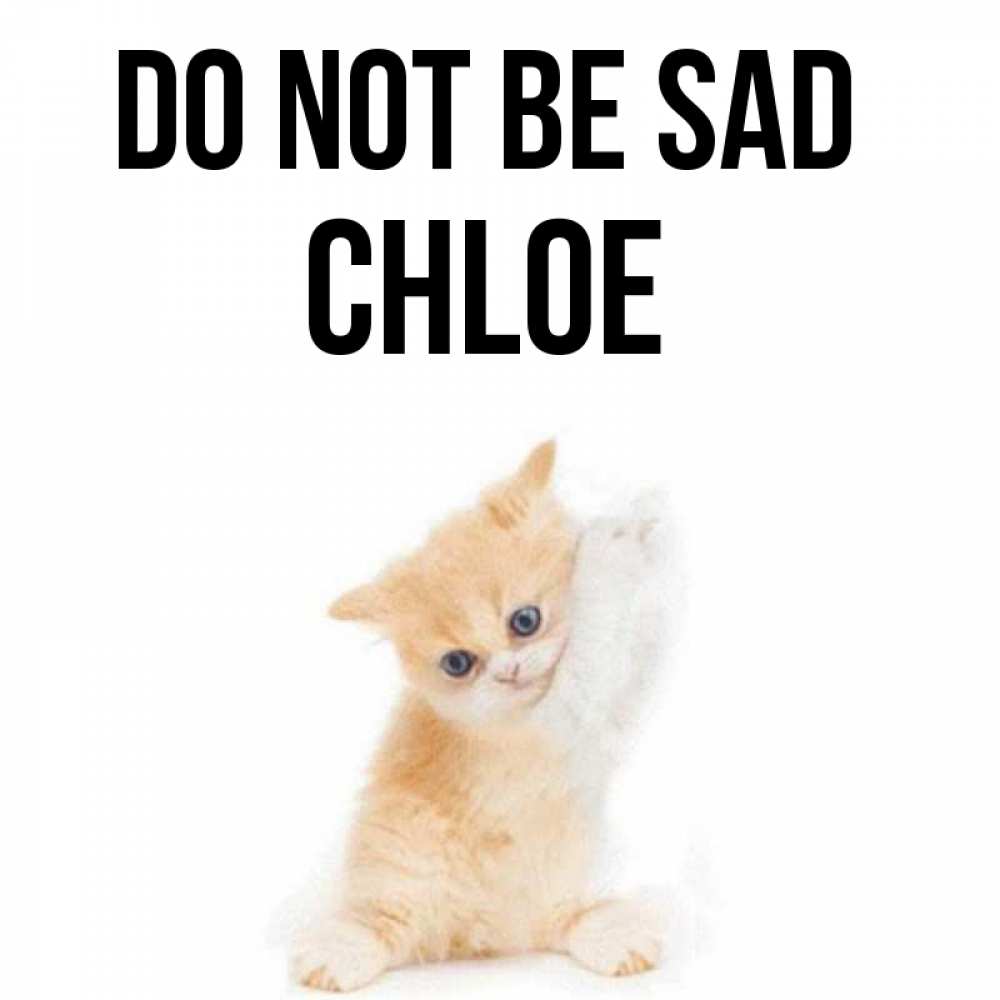 Greetings card с именем, Chloe Do not be sad просящий кот Greetings with text for free download 