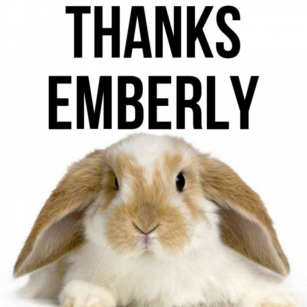 Greetings card с именем, Emberly Thanks коричнево белый заяц Greetings with text for free download 