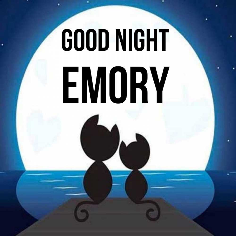 Greetings card с именем, Emory Good night луна море мост Greetings with text for free download 