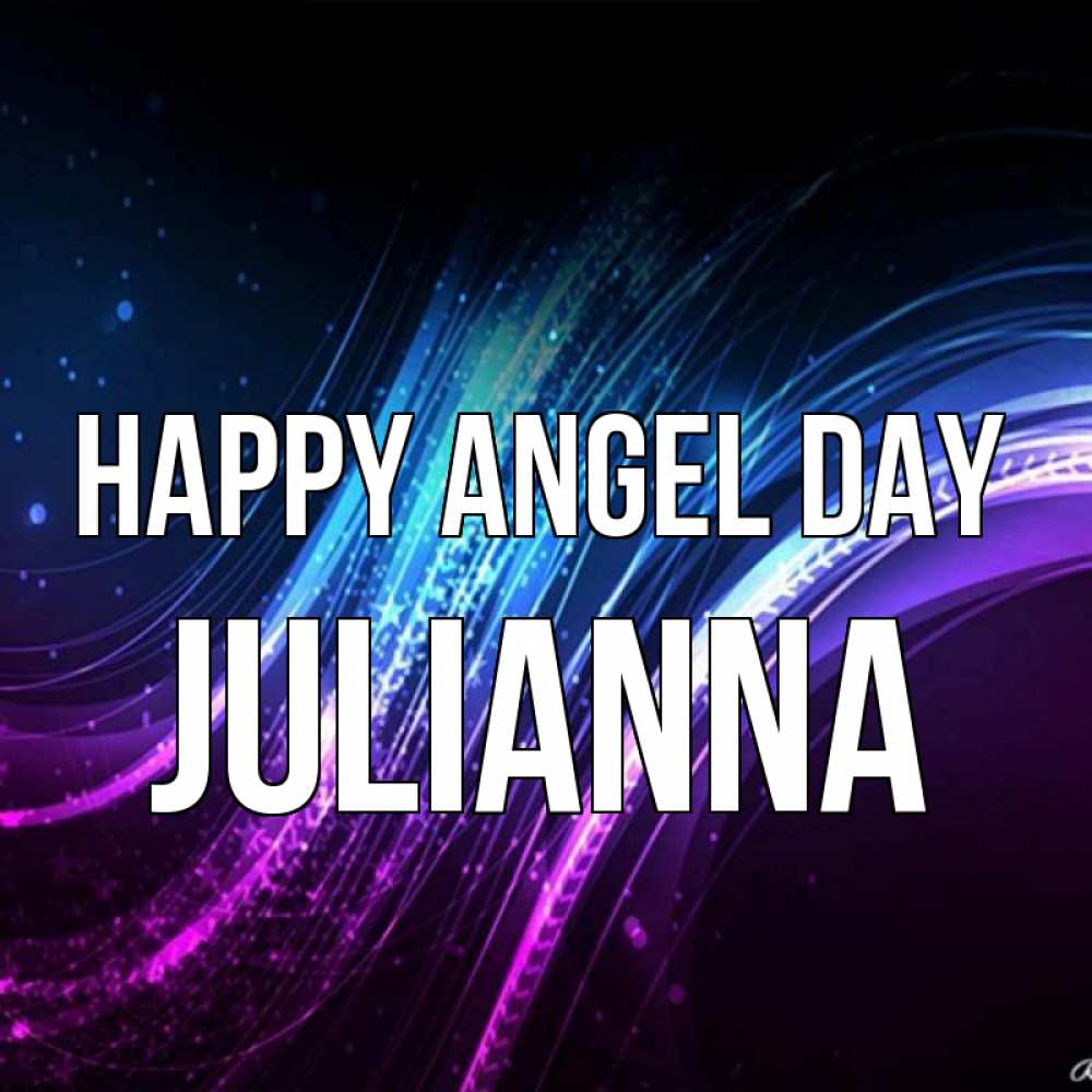 Greetings card с именем, Julianna happy angel day фиолетовый фон Greetings with text for free download 