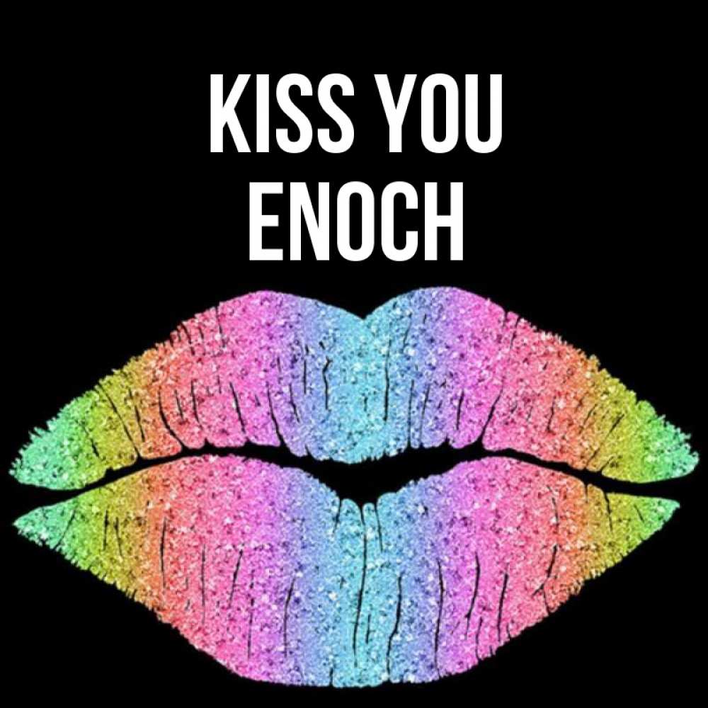 Greetings card с именем, Enoch Kiss you след от губ на черном фоне Greetings with text for free download 