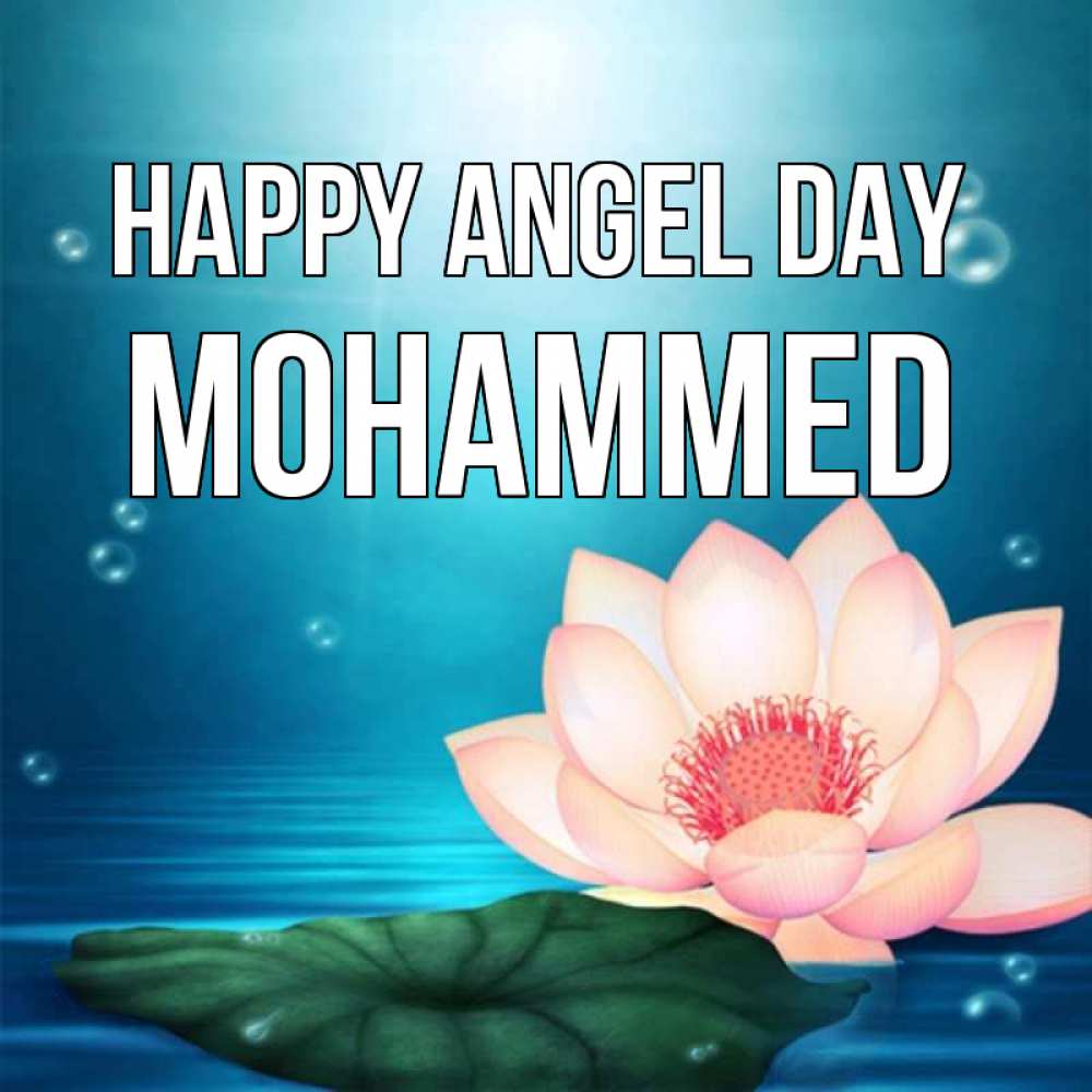 Greetings card с именем, Mohammed happy angel day кувшинка Greetings with text for free download 