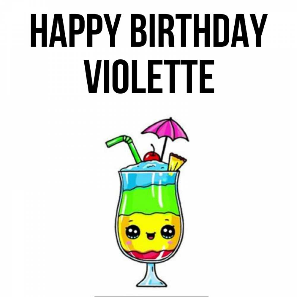 Greetings card с именем, Violette Happy Birthday с зонтиком Greetings with text for free download 