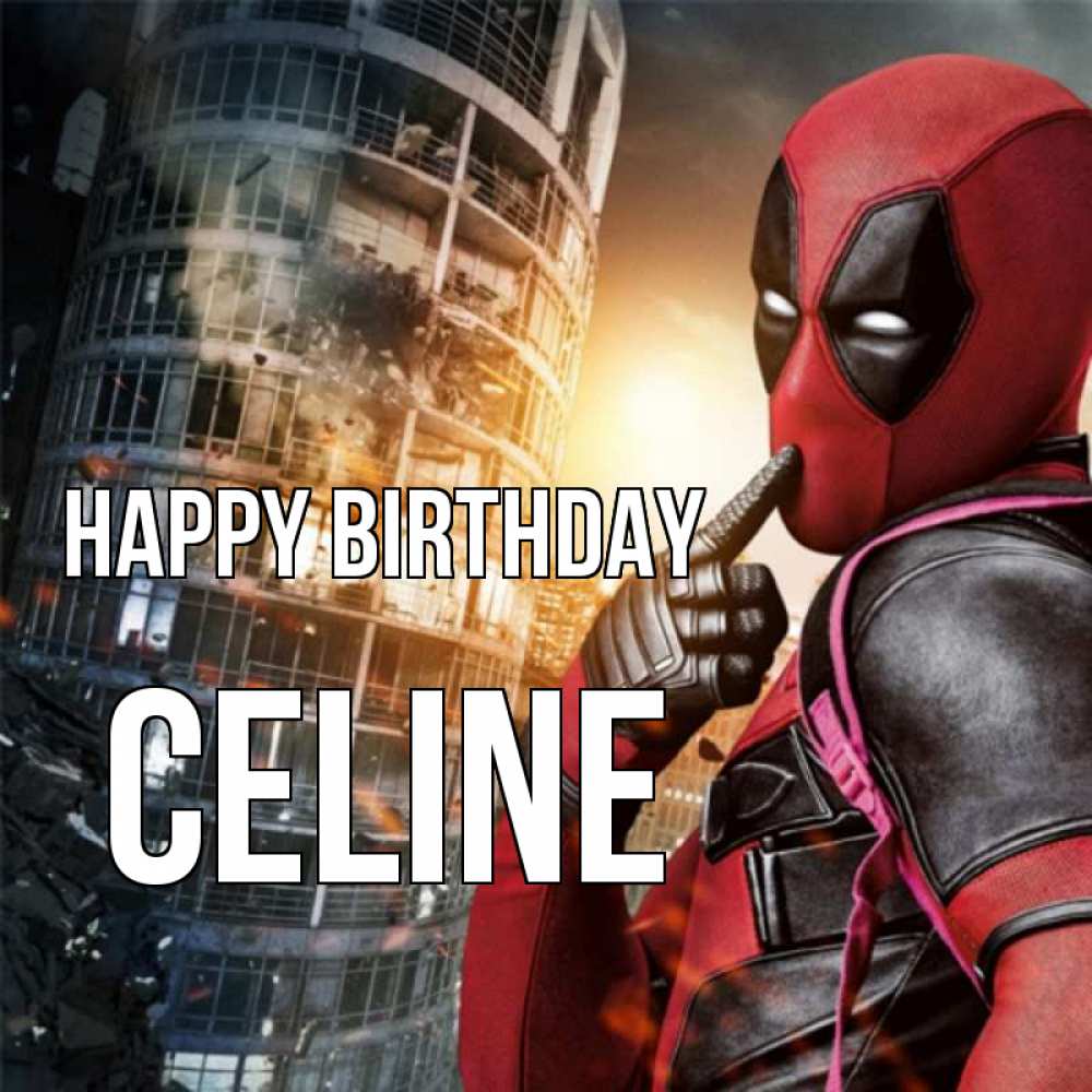 Greetings card с именем, Celine Happy Birthday с супергероями Greetings with text for free download 