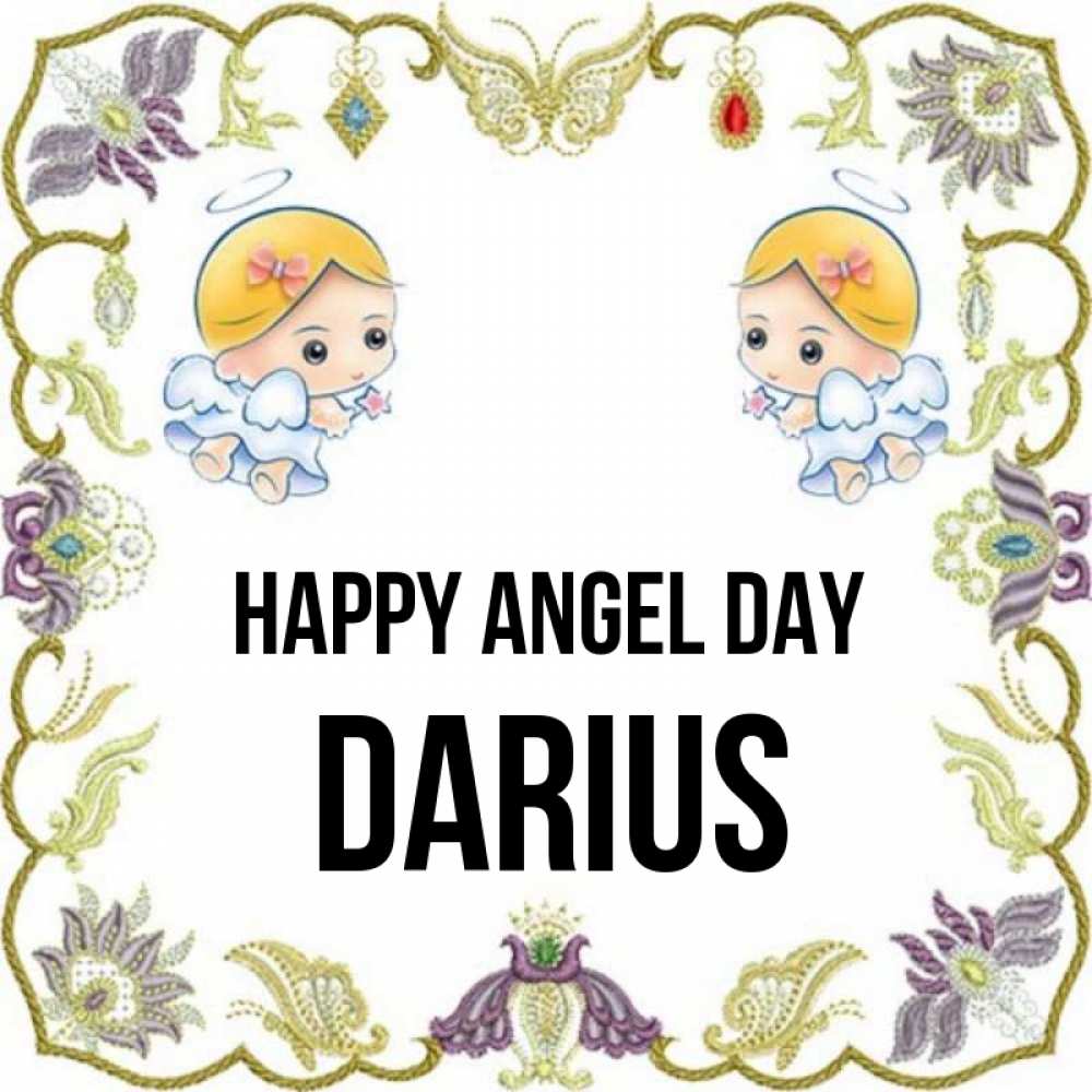 Greetings card с именем, Darius happy angel day маленькие ангелы с крылышками Greetings with text for free download 